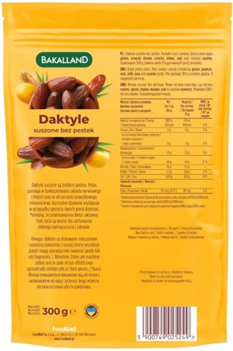 Bakalland Sušené datle, celé ovocie, 300 g