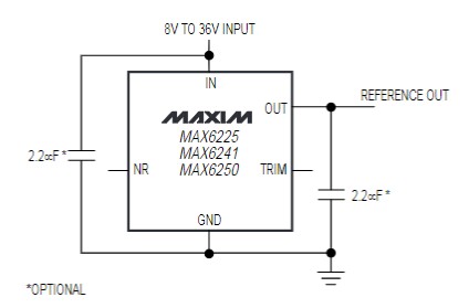 MAX6225: Presný referenčný zdroj 2,5V