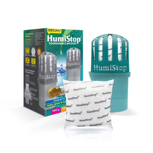 HumiStop absorbér vlhkosti, certifikát PZH, ORIGINÁL LESK s TYRKYSOVOU vložkou