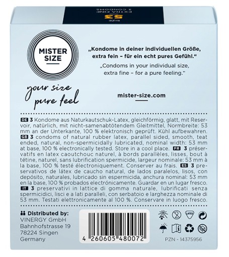 MISTER SIZE kondómy prispôsobené na veľkosť sada 3x3 ks 53 57 60 mm
