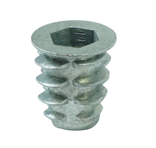 Oceľová nábytková vložka 100x M6 x 13 mm skrutkovaná do dreva, typ DC