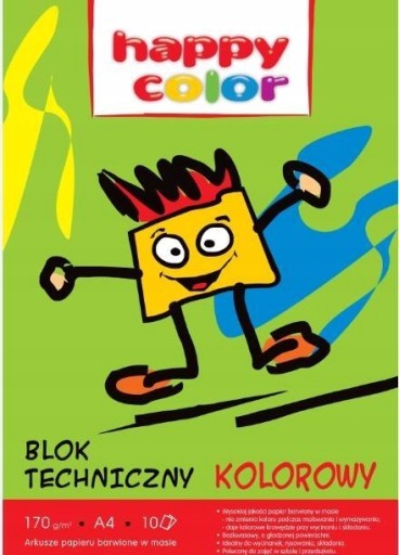 Technický blok 10 farieb 170g/m2 A4 happy color