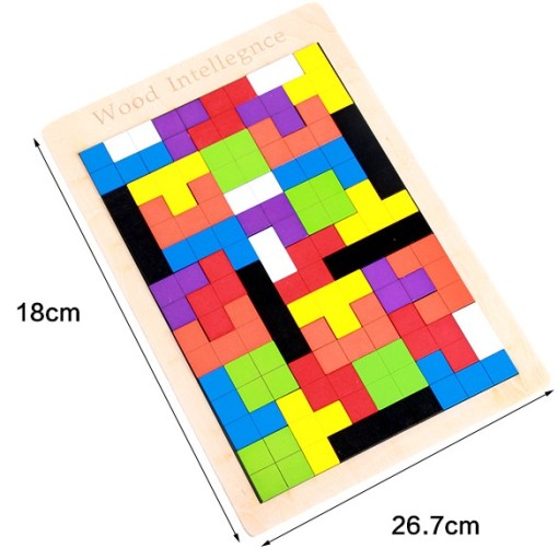 Puzzle Drevené kocky Montessori Tetris Puzzle Set Logická hra