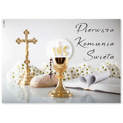 Plagát Prvé sväté prijímanie IHS Biblický kríž