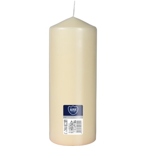 KRÉMOVÁ VEĽKÁ Valcová sviečka bez vône PARAFÍNOVÁ SVIEČKA 20CM 90H 800G