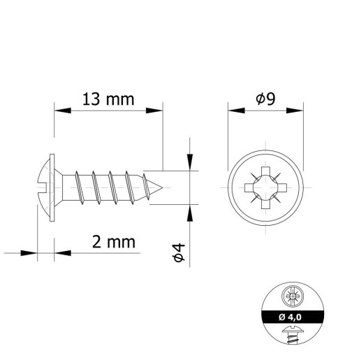 Skrutky do tvrdeného dreva 4,0 x 13 mm s podložkou