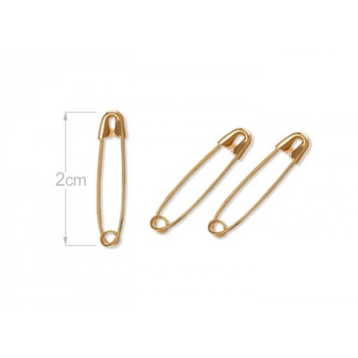 ZLATÉ zatváracie špendlíky, malé, tuhé, ostré, na brošne, šitie dekorácií, 20mm, 12ks