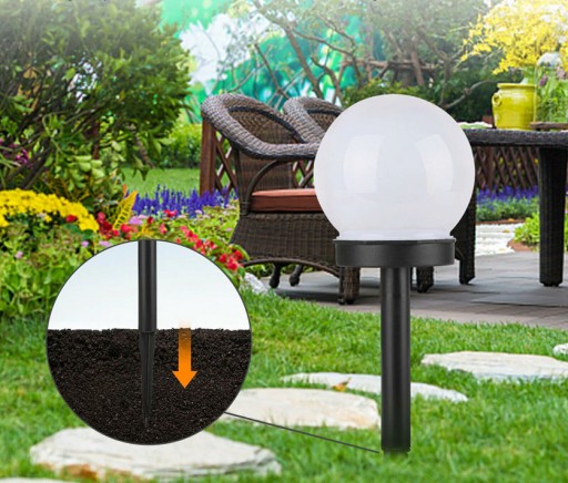 solárna záhradná lampa, mliečna, BIELA GUĽA 10cm P011