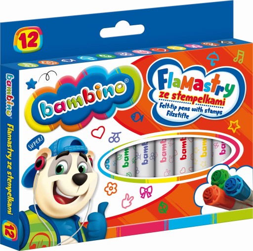 Fixky s pečiatkami BAMBINO. 12 farieb