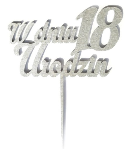 Topper k 18. narodeninám 13cm STRIEBORNÝ