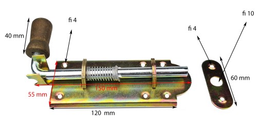 PRUŽINOVÁ ZÁPADKA DVERÍ, ŠÍRKA 150 mm