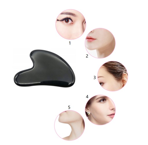GUA SHA MASÁŽNY KAMEŇ NA TVÁR, OBSIDIÁNOVÁ DOSKA
