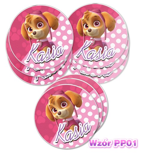 12ks Nálepky s názvom Paw Patrol 6,5cm