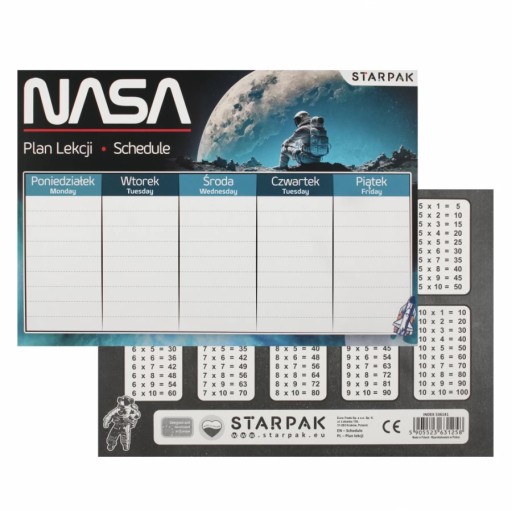 NÁSILNÁ TABUĽKA PLÁNU HODINY A5 NASA