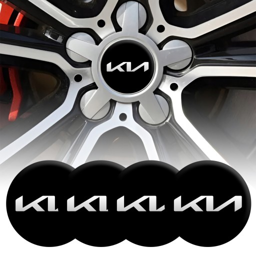 4 Emblémy Stredy ráfikov Kryty kolies Kolesá KIA TOP SET 53 mm