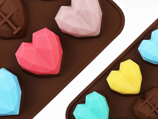 Silikónová forma na sušienky, forma na pralinky, čokoládové srdiečka, 15 ks