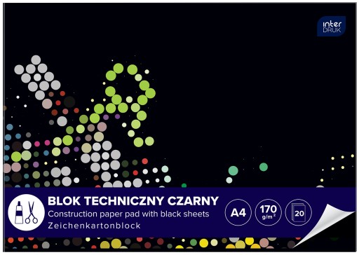 Technická podložka INTERDRUK A4, 10 listov, čierna