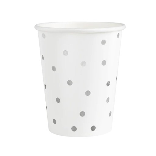 Papierové poháre Silver Dots 6 ks