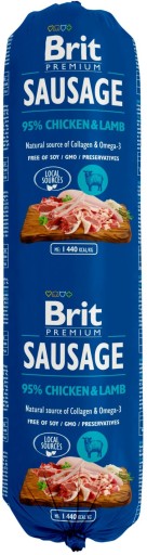 Brit Premium By Nature kuracia & jahňacia klobása pre psov 800 g
