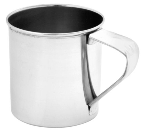 Oceľový hrnček s uškom 500 ml, nerezový turistický hrniec 0237