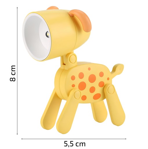 LED NOČNÁ LAMPA ZVIERATKA NA STOL DO DETSKEJ IZBY, NA AKUMULÁTOR, ŽLTÁ