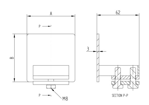 KLAPKA PROFILU 80X80, POZINKOVANÁ OCEL