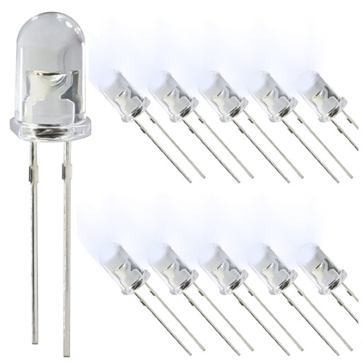LED 12V 5mm STUDENÁ BIELA bez rezistora!!! x10