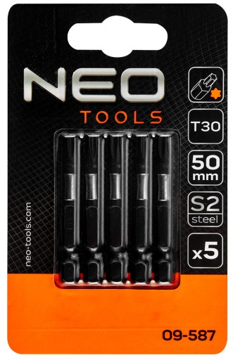 Nárazové bity S2 50mm T30 1/4” 5ks NEO 09-587