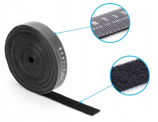 ORGANIZÁTOR KÁBLA PÁSKA NA VELCRO PÁSKA KÁBEL NA VELCRO 5M NASTAVITEĽNÝ MONTIS