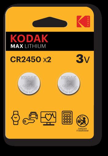 KODAK LÍTIOVÉ BATÉRIE MAX CR 2450 BLISTER X 2 KS. PASTILKY