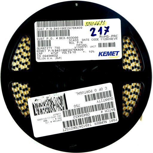 Tantal 47uF 10V DC 10% 10ks.