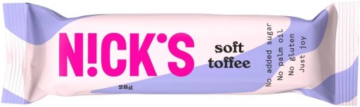 Karamelová tyčinka Mliečna čokoláda Nicks bez cukru Toffee tyčinka s karamelom
