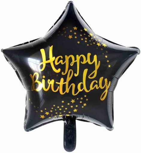 BALÓN BLACK STAR HAPPY BIRTHDAY BIRTHDAY 45CM