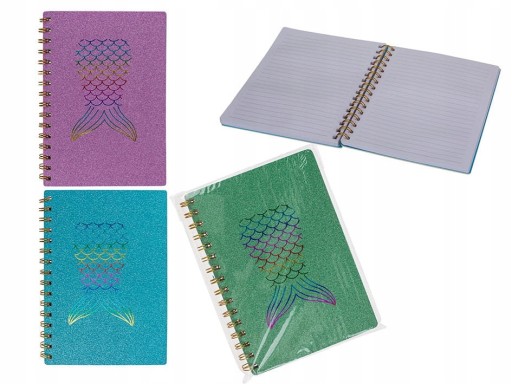NOTEBOOK zápisník MERMAID TAIL s trblietkami A5 FARBY
