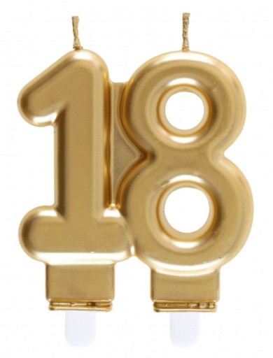 NARODENINOVÁ SVIEČKA ZLATÁ ČÍSLO 18 OSEMNÁSŤ