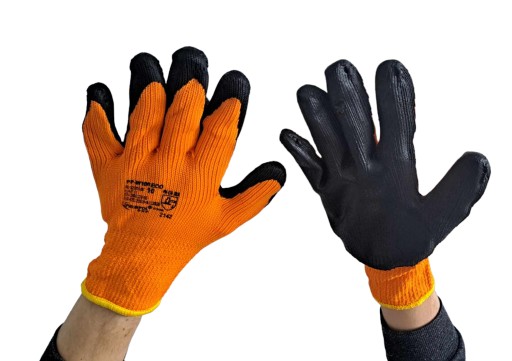 12 PÁROV Zimné zateplené ochranné latexové pracovné rukavice s lemom