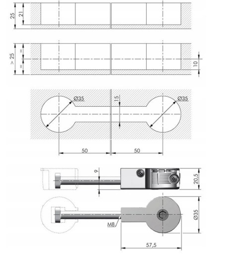 2x RÝCHLO L=100MM ITALIANA KONEKTOR NA DESKU SKRUTKA