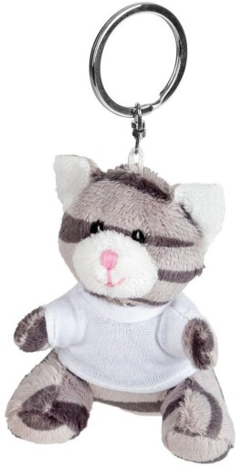 Maskot Keychain Grey Kitty Ollie v tričku - 8cm
