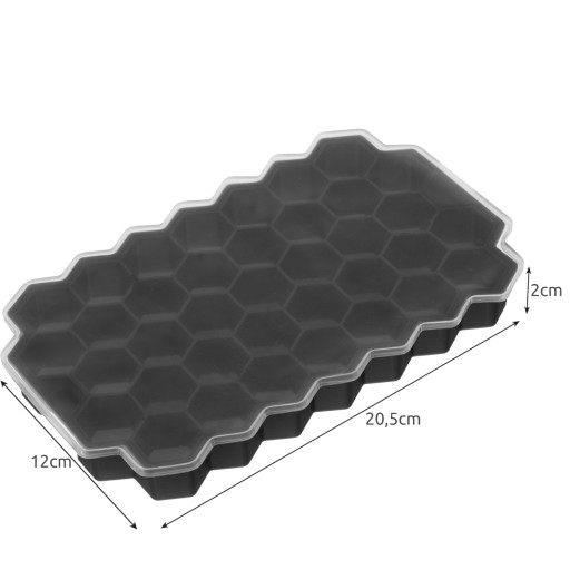 Silikónová forma na kocky zmrzliny Forma na kocky zmrzliny s vrchnákom sivá