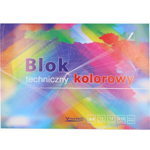 Farebný technický blok VINCENT A4-12 210g