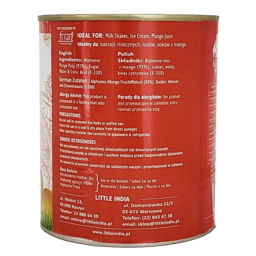 Alphonso sladená dužina z manga 850g