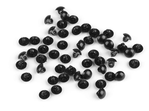 Gombíky na oči pre maskotov, našité, 7mm, čierne, 50. roky