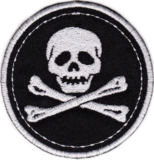 Termoadhézna nášivka na vyšívanie SKULL IN A CIRCLE