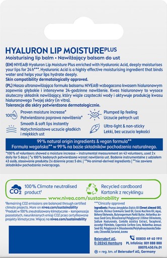 NIVEA HYALURON MOISTURE PLUS Hydratačný balzam - rúž 5,2g