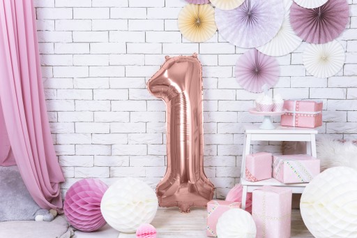 Fóliové balóny číslo 1 narodeninové ružové zlato 86cm