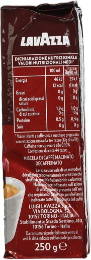 Lavazza Dek Intenso mletá káva bez kofeínu 250g