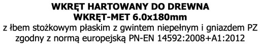 Skrutka kalená KMH 6x180 5 ks