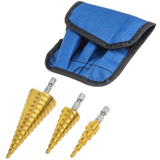 KROKOVÉ KUŽEĽOVÉ VRTÁKY PRE KOV DREVO PLASTOVÝ PLECH 4-32 MM HEX