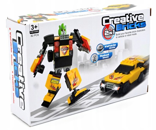 ROBOT AUTO 2V1 STAVEBNÉ BLOKY RÔZNE FARBY