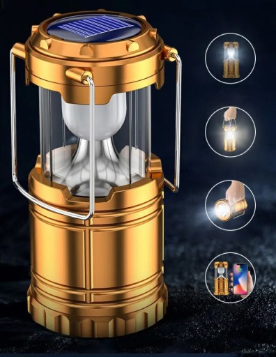 LED TURISTICKÁ LAMPA SOLAR CAMPING TORCH